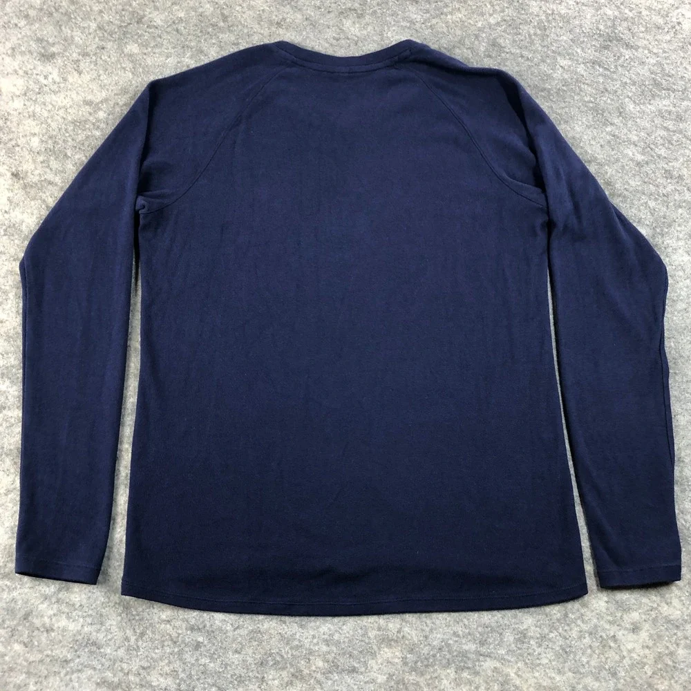 UNIQLO HEATTECH Mens Sweater Medium Navy Blue Fleece Long Sleeve Crew Neck